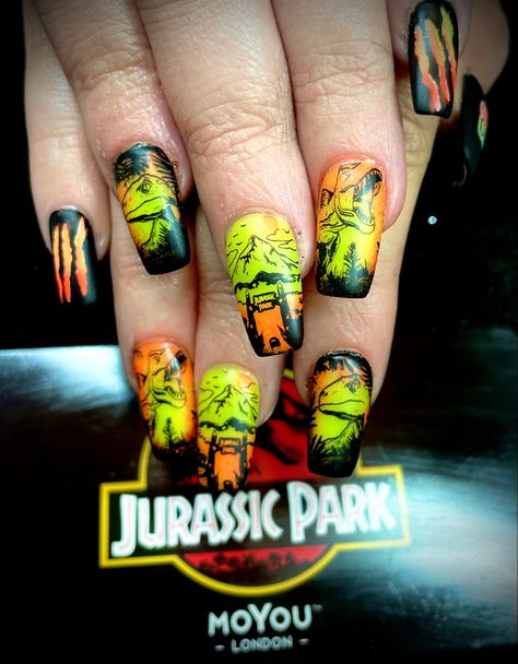 Jurassic Park Nails, Jurassic Park, Dinosaurs, Nails Inspiration, Horror Movies, Nail Designs, Nail Art, Nails, Makeup