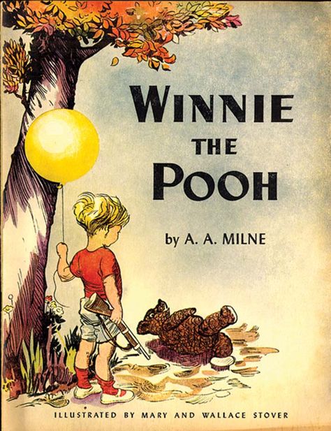 Winnie the Pooh/The Toy Bearkins (1944). A. A. Milne (1882-1956); John Jewett. Perks Publishing, NY. Illustrator: Mary & Wallace Stover. First Printing.    First published as Winnie-the-Pooh (1926), the first volume of stories about Winnie the Poo, Piglet, Eeyore, Owl, and Rabbit.    “If you live to be a hundred, I want to live to be a hundred minus one day so I never have to live without you.” ― A.A. Milne, Winnie-the-Pooh Books And Art, Piglet Eeyore, A A Milne, Childrens Books Illustrations, Children's Literature, Pooh Bear, Vintage Children's Books, Reading Room, Children's Book Illustration