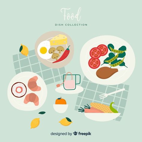 Dishes Illustration, Dish Illustration, Cooking Illustration, Cook Illustration, Dish Collection, Food Watercolor, 2022 Design, Food Truck Design, Food Illustration