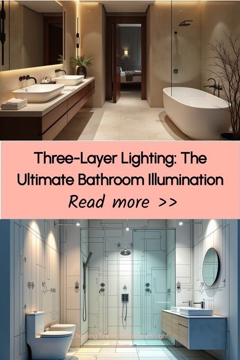 Bathroom demonstrating three-layer lighting technique Low Ceiling Lighting, Vanity Lights Bathroom, Lighting Tips, Daylight Bulbs, Bathroom Design Trends, Bathroom Light, Bathroom Light Fixtures, Minimalist Bathroom, Accent Lighting