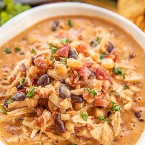 SLOW COOKER CREAM CHEESE CRACK CHICKEN CHILI Creamy Chicken Chili Recipe, Chili Magic, Baked Teriyaki Chicken Wings, Honey Pork Roast, Creamy Chicken Chili, Pressure Cooker Pork, Baked Teriyaki Chicken, Pork Shoulder Recipes, Slow Cooker Creamy Chicken