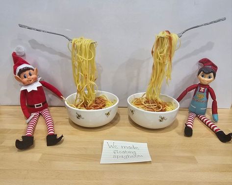 Elfing Around - Elf Ideas 2023 | Thanks to a lady I saw that posted this on fb......I now have floating spaghetti | Facebook Elf On Shelf Funny, Christmas Ideas Gifts, Kids News, Elf Activities, Elf Ideas, Santa Helper, A Potato, Family Kids, A Lady