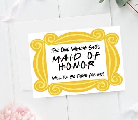 10 Luxury Maid of Honor Gifts for Your Best Friend | Emmaline Bride Wedding Blog Made Of Honour Proposal, Friends Theme Wedding, Made Of Honor Proposal, Moh Proposal, Maid Of Honour Proposal, Bridesmaid Thank You Cards, Bridesmaids Ideas, Groomsman Card, Groomsman Proposal