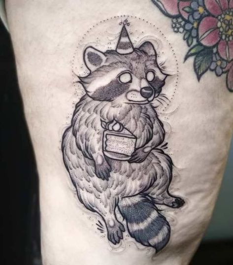 Racoon Tattoo, Raccoon Tattoo, Lion King Tattoo, Butterfly Hand Tattoo, Animal Tattoo Ideas, Bunny Tattoos, Bff Tattoos, Spooky Tattoos, Gothic Tattoo