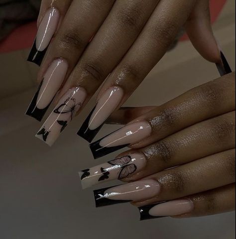 Ongles Bling Bling, Black Acrylic Nail Designs, Nagellack Trends, Black Acrylic Nails, Long Acrylic Nail Designs, Cute Acrylic Nail Designs, Short Square Acrylic Nails, Long Acrylic Nails Coffin, Acrylic Nails Coffin Pink