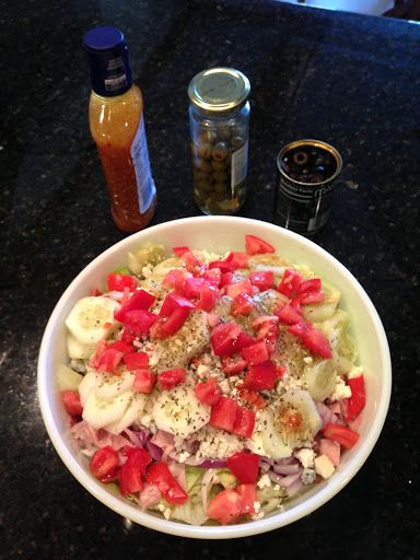 Antipasto Salad Recipe, Pepperoncini Peppers, Antipasto Salad, Red Onion Relish, Onion Relish, Bleu Cheese, Spanish Onion, Vinaigrette Dressing, Green Olives