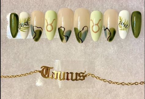 Taurus Nails Designs Acrylic, Taurus Birthday Nails, Taurus Nails Designs, Taurus Nails, Disco Nails, Ideas Uñas, Taurus Birthday, Crushed Diamonds, Sassy Nails