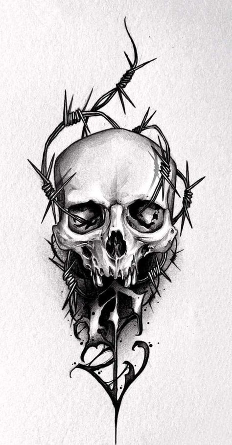 Skull Art Tattoo, Black Art Tattoo, Cool Tattoo Drawings, Skull Sleeve Tattoos, Skull Art Drawing, Scary Tattoos, Creepy Tattoos, Skulls Drawing, Dark Art Tattoo