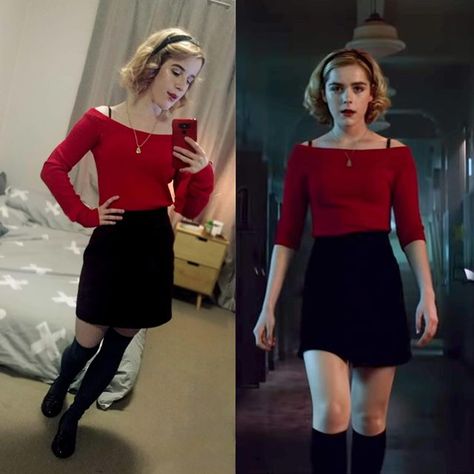 Sabrina - The Chilling Adventures of Sabrina - Cosplay by Vamprea Xpost from https://ift.tt/2Dc2HdR   #comiccon #costume #cosplay #cosplayer #movies #gaming #comics #tv Adventures Of Sabrina Outfits, Chilling Adventures Of Sabrina Outfits, Sabrina Outfits, Sabrina Costume, Sabrina Spellman Outfit, Sabrina Spellman Style, The Chilling Adventures Of Sabrina, Easy Cosplay, Chilling Adventures Of Sabrina