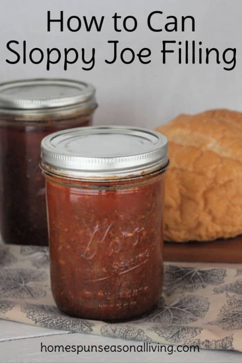 How to Can Sloppy Joe Filling Canning Beef Stew, Sloppy Joe Recipe, Pressure Canning Recipes, Canning 101, Homemade Sloppy Joes, Home Canning Recipes, Canning Vegetables, Canning Recipe, Joe Recipe