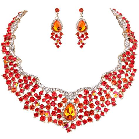 EVER FAITHÂ® Gold-Tone Flower Teardrop Necklace Earrings Set Orange Austrian Crystal *** You can get more details here : Jewelry Sets Faith Jewelry, Flower Cluster, Teardrop Necklace, Dinner Dress, Favor Bag, Crystal Flower, Orange Gold, Austrian Crystal, Necklace Earring Set