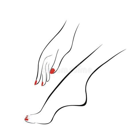 Nail Illustration Hand, Manicure Illustration, Nails Manicure And Pedicure, Leg Nails, Red Nails Manicure, Female Nails, Fashion Illustration Face, Home Nail Salon, Nail Salon Decor