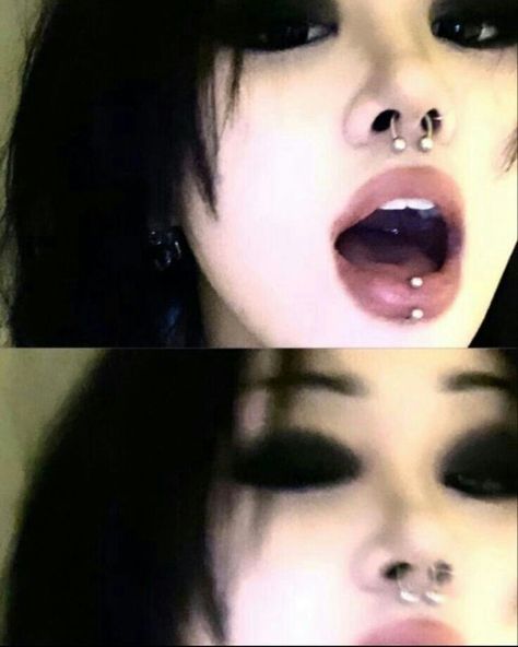 #trashyy2k #y2k #altbabe #goth #altmakeup #makeupinspo #makeuplooks #gothmakeup Y2k Grunge Makeup, Cool Piercings, Trashy Y2k, Edgy Makeup, Grunge Makeup, Y2k Grunge, Piercings, Lips, Makeup