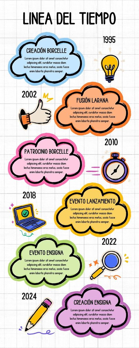 Infografia Linea del Tiempo Historia Creativa Multicolor Creative Timeline Design Ideas, 3d Wallpaper Cute, Medicine Notes, Presentation Styles, Venn Diagram, Chart Design, Infographic Templates, Lorem Ipsum, Design Details