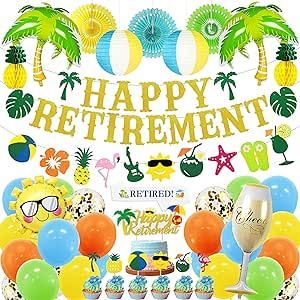 Happy Retirement Banner, Retirement Banner, Retirement Party Themes, Retirement Decorations, Luau Party Decorations, Retirement Party Decorations, Pool Party Decorations, Summer Party Decorations, Banner Garland