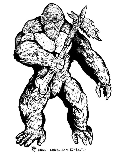 Kong 2021 by WretchedSpawn2012 on DeviantArt King Kong 2005, Godzilla Party, Bass Fishing Shirts, Dinosaur Sketch, Batman Tattoo, Godzilla Wallpaper, Kaiju Monsters, Godzilla Vs, Beautiful Locations Nature