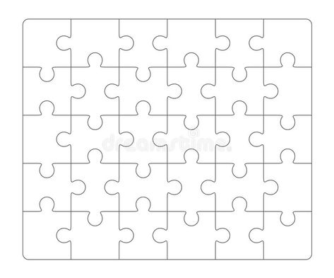 Jigsaw puzzle blank 6x5 elements, thirty vector pieces. vector illustration Blank Puzzle Template Free Printable, Puzzle Piece Outline, Puzzle Outline, Blank Puzzle Pieces, Puzzle Piece Template, Puzzle Piece Art, Puzzle Drawing, Jigsaw Piece, Classroom Lesson Plans