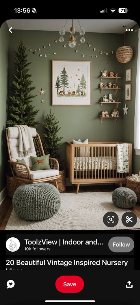 Dark Forest Nursery, Moody Nursery Ideas, Green Baby Nursery, Green Nursery Boy, Evergreen Nursery, Dark Nursery, Forest Nursery, Green Nursery, Tree Nursery