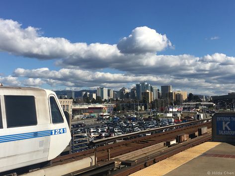 From West Oakland Bart station. Downtown Oakland skyline in the background. Oakland Skyline, 2024 Collage, Bay Area Rapid Transit, Downtown Oakland, Oakland City, Rapid Transit, Urban Aesthetic, Corporate Identity Design, City Pictures