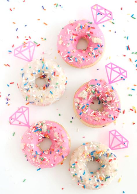 Gem Party Invitation | Girls Birthday Party Engagement Party Baby Shower Bridal Shower printables | Pin to your party planning board Donuts With Ring Toppers, Diamonds Are Four Ever Birthday, Cake Doughnuts, Donut Care, Donuts Donuts, Doughnut Cake, Diy Cupcakes, Cake Blog, New Obsession