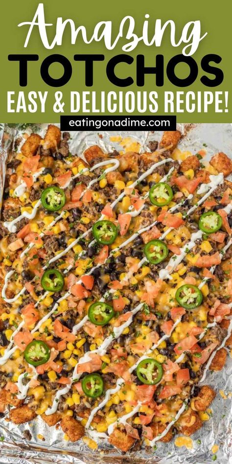 Tater Tot Appetizers, Totchos Recipe, Tater Tot Nachos, Tater Tot Recipes, Nachos Recipe Easy, Festive Appetizers, Nachos Beef, Nachos Recipe, Tater Tots