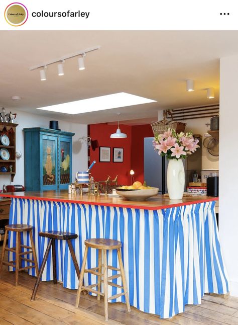 Sink Skirt, George Clarke, 50s Kitchen, Gorgeous Apartment, The Color Wheel, Striped Skirt, Kitchen Units, Cute House, Striped Fabric