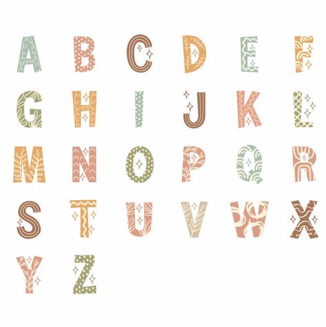 Boho Abc Printable, Boho Alphabet Letters Classroom, Boho Words, Boho Lettering, Boho Alphabet, Childcare Ideas, Coffee Quote Svg, Infant Room, Boho Svg