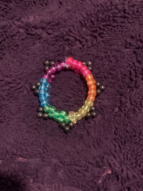 Kandi Spike Cuff, Rainbow Road Kandi Cuff, Rainbow Kandi Cuff, Kandi Cuff Ideas, Rainbow Kandi, Kandi Beads, Kandi Inspo, Diy Kandi Bracelets, Kandi Cuffs