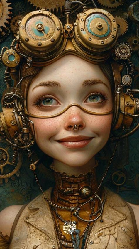 Steam Punk Drawing, Steampunk Portrait, Bio Punk, Steampunk Illustration, Movie Bloopers, Steampunk Artwork, Steampunk Cosplay, Female Character Inspiration, Scrapbook Art