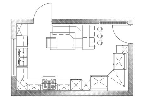 Platform Dining Area, Kitchen Layout Drawing, Top View Drawing, 4 Burner Gas Stove, Modular Kitchen Interior Design, Autocad Layout, Stove Design, 3d Kitchen Design, Modular Kitchen Interior