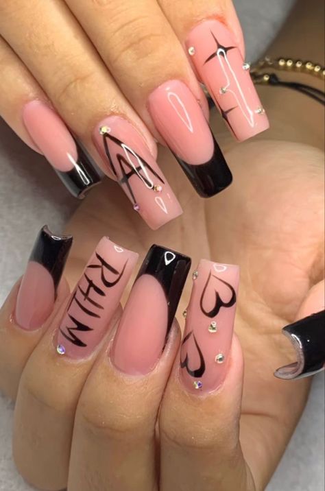 Checkered Nails, Acrylic Nails Nude, Graduation Nails, Colored Acrylic Nails, French Acrylic Nails, Acrylic Nails Coffin Pink, Acrylic Nails Coffin Short, Gem Nails, Pink Acrylic Nails