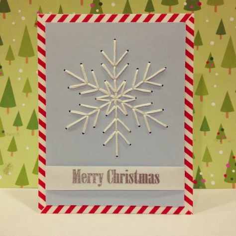 Stitched Snowflake Christmas Card Embroidery Christmas Cards, Send Christmas Cards, Handmade Christmas Cards, Christmas Embroidery Patterns, Sewing Cards, Embroidery Cards, Stitching Cards, Snowflake Cards, Christmas Card Art