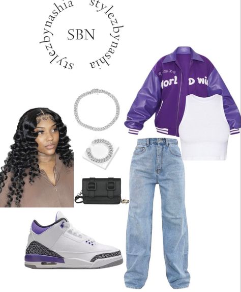 Purple And Black Outfits Black Women, Purple Outfit Ideas Black Women, Purple Birthday Outfits Black Women, Purple Streetwear Outfit, Purple Baddie Outfits, Purple Outfits Black Women, Purple Birthday Outfit, Purple Cardigan Outfits, Purple Streetwear