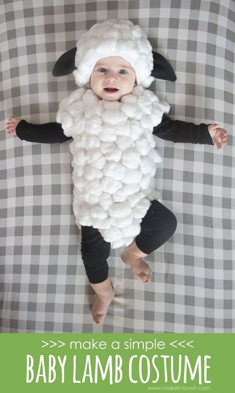 Baby Sheep Costume, Diy Sheep Costume, Baby Lamb Costume, Diy Baby Halloween Costumes, Diy Sheep, Sheep Costume, Diy Baby Costumes, Sew Halloween Costume, Lamb Costume