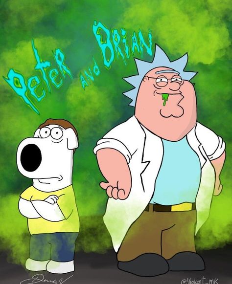 Brian Family Guy, Guy Fanart, Wallpaper Family, Family Guy Cartoon, Morty Wallpaper, Rick And Morty Crossover, Rick And Morty Image, Family Guy Funny, Family Guy Funny Moments