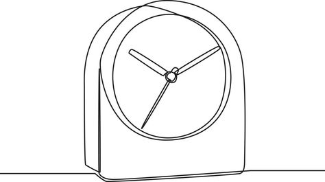 Single continuous line drawing of round top alarm clock. Clock table in office. Variation of alarm clock. Modern one line draw design graphic vector illustration. Table In Office, Clock Table, Continuous Line Drawing, Continuous Line, Heart Tree, Cityscape Photos, Logo Banners, Table Clock, Round Top