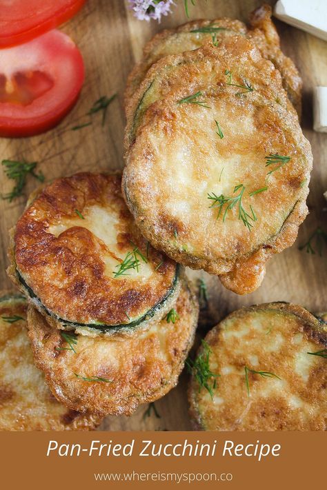 Easy Fried Zucchini, Battered Zucchini, Vegetarian Zucchini Recipes, Fried Zucchini Recipe, Pan Fried Zucchini, Fried Zucchini Recipes, Zucchini Rice, Easy Zucchini Recipes, Fried Zucchini