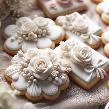 Cookie Decorations, Rose Cookies, Cookies Decorated, Decorated Cookies, White Rose, Frosting, Flowers, White