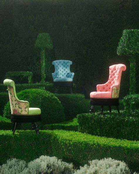 Topiary Garden, Whimsical Garden, Milan Design Week, English Garden, Retro Chic, 인테리어 디자인, Furniture Collection, Luxury Homes, Outdoor Chairs