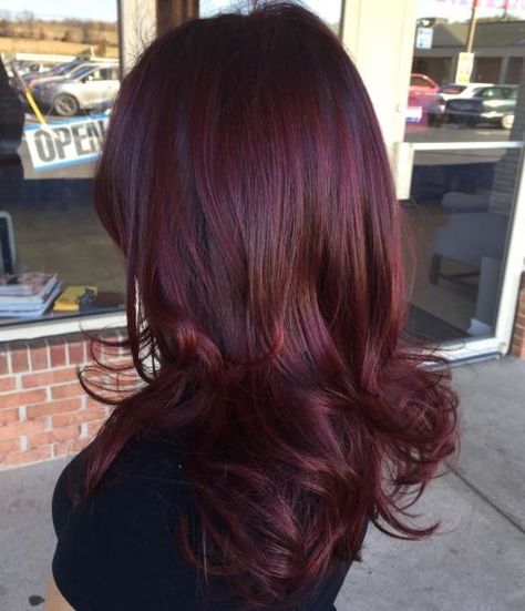 Long Bright Burgundy Hair Shades Of Burgundy Hair, Burgundy Hair Color, Shades Of Burgundy, Burgundy Hair, Red Hair, A Woman, Hair Color, Shades, Purple