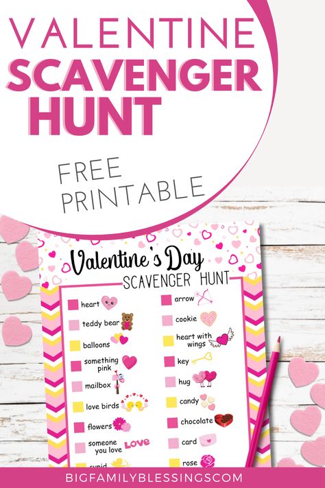 Valentine Game, Valentine Activity, Valentine's Day Party Games, Family Valentines Day, Scavenger Hunt Printable, Printable Games For Kids, Valentines Games, Valentinstag Party, Valentine's Day Printables