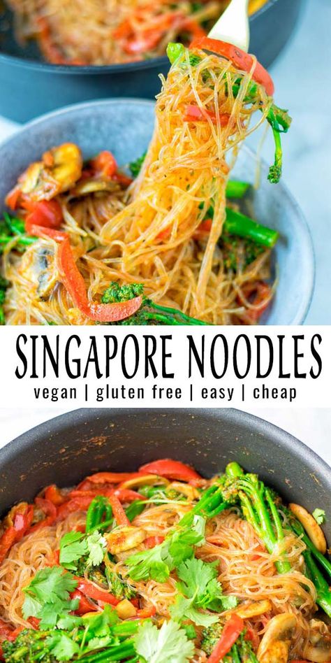 Sweet Chili Garlic Sauce, Singapore Noodles, Vegan Asian, Vermicelli Noodles, Curry Paste, Sweet Chili, Mixed Vegetables, Family Favorite Meals, Noodle Recipes