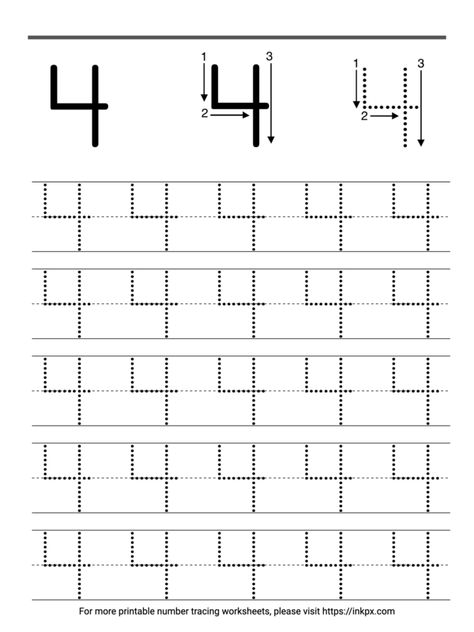 Tracing Numbers Worksheet, Number 4 Tracing Worksheet, Number 4 Worksheets For Preschool, Number 4 Worksheet, Letter A Coloring Pages, Tracing Worksheets Free, Free Printable Numbers, Number Formation, Materials And Structures