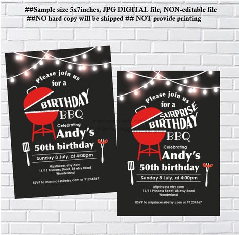 BBQ Birthday Invitation bbq invitation chalkboard invite backyard bbq barbecue invite adult birthday surprise party,  card 595 Bbq Birthday Party, Bbq Birthday, Bbq Party Invitations, Birthday Bbq, Chalkboard Invitation, Invite Card, Bbq Invitation, Birthday Surprise Party, Surprise Party