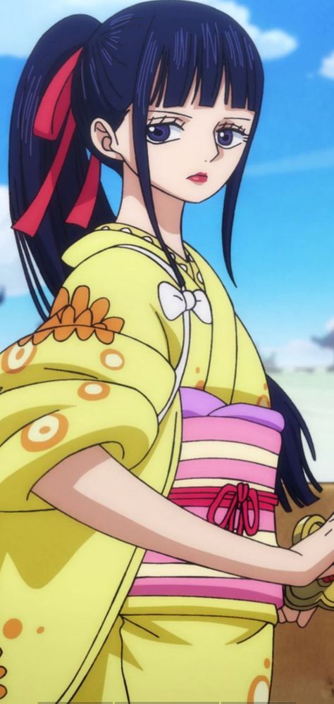 #okiku #kiku #onepiece #arcwano #luffy #zoro #pretty #cute #anime #beautiful One Piece Kiku, Black Hair And Purple Eyes, One Piece Nakama, Female Gojo, Face Claims Female, Female Face Claims, Aesthetic Dp, One Piece Drawing, One Piece Images