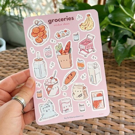 brittanyobarrco - Etsy Canada Digital Sticker Sheet, Planner Sticker Ideas, Sticker Sheet Ideas, Sticker Sheets Aesthetic, Grocery Stickers, Farmers Market Stickers, Cute Sticker Sheets, Cookies Sticker, Kawaii Journal