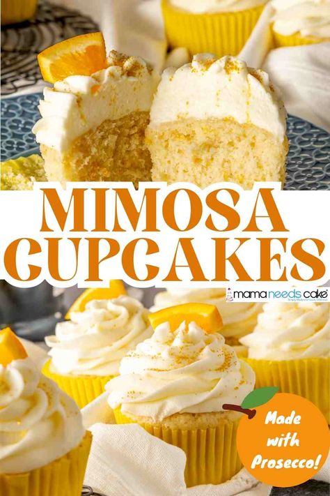 Infused Cupcakes Recipes, Mimosa Cupcakes, Alcohol Infused Cupcakes, Best Birthday Cake Recipe, Liquor Cake, Infused Cupcakes, Wine Cupcakes, Boozy Cupcakes, Prosecco Wine