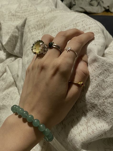 Green Bracelet Aesthetic, Fairycore Jewelry, Halloween Group, Accessory Inspo, Dark Green Aesthetic, Power Puff, Green Hand, Brown Outfit, Green Jewelry