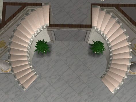 Mod The Sims - Double Curved Staircase Sims 4 Grand Staircase, Spiral Staircase Plan, Staircase Construction, Stair Dimensions, Curved Stairs, Luxury Stairs, Round Stairs, Chimney Design, Staircase Interior Design