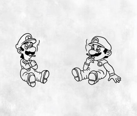 Matching Friend Tattoos Men, Guy Friend Tattoos Men, Small Brother Tattoos, Mario And Luigi Matching Tattoos, Matching Brothers Tattoo, Tattoo For Best Friends Men, Men’s Matching Tattoos, Best Friend Tattoo Men, Matching Tattoos For Bros